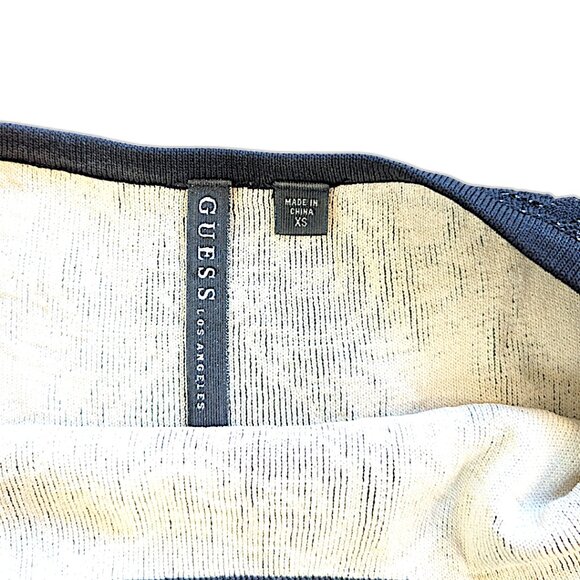 XS Guess Black Lace Bodycon Dress Brocade Knit Stretch Knee Length Black XS - Picture 2 of 3